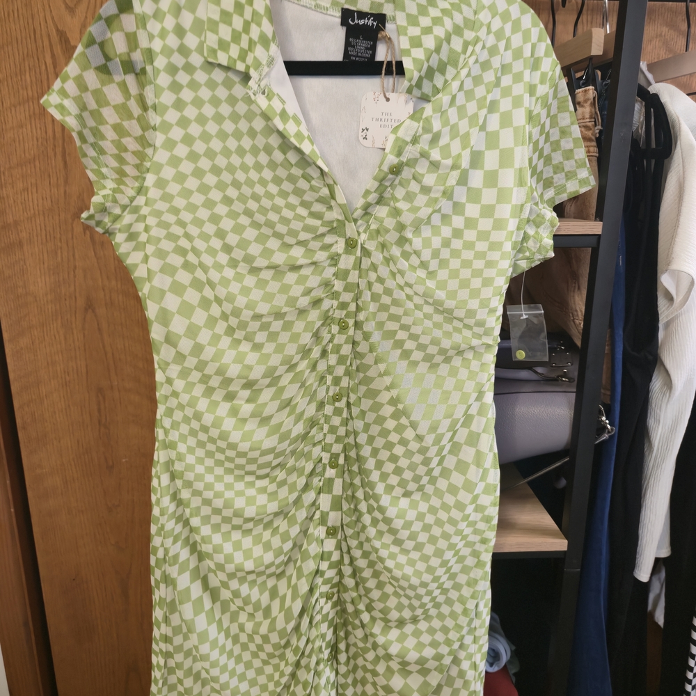 Justify Green Checkered Dress